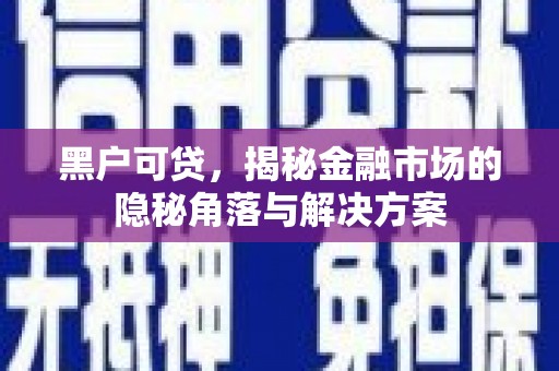 芷江黑户可贷，揭秘金融市场的隐秘角落与解决方案