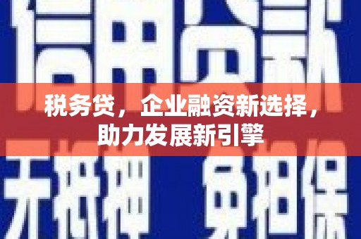 尖石税务贷，企业融资新选择，助力发展新引擎